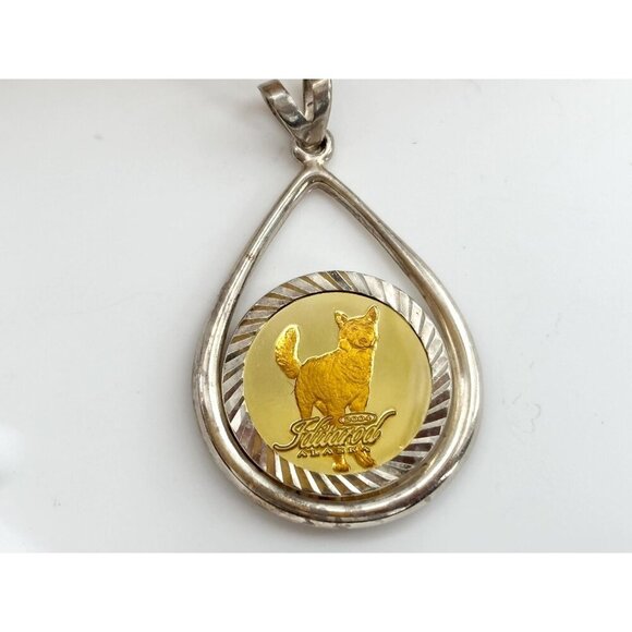 DAROLD? Sled Dog Race Alaskan Vintage Sterling Silver 925 Vintage Pendant - Picture 3 of 10
